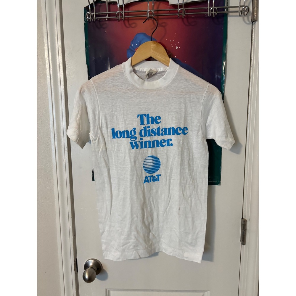 Vintage 80s AT&T The Long Distance Winner T-Shirt Signal White Single Stitch S